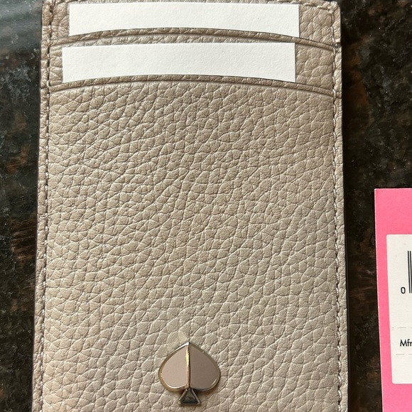 Kate Spade Gray Card Holder with Metallic Logo - Picture 2 of 4